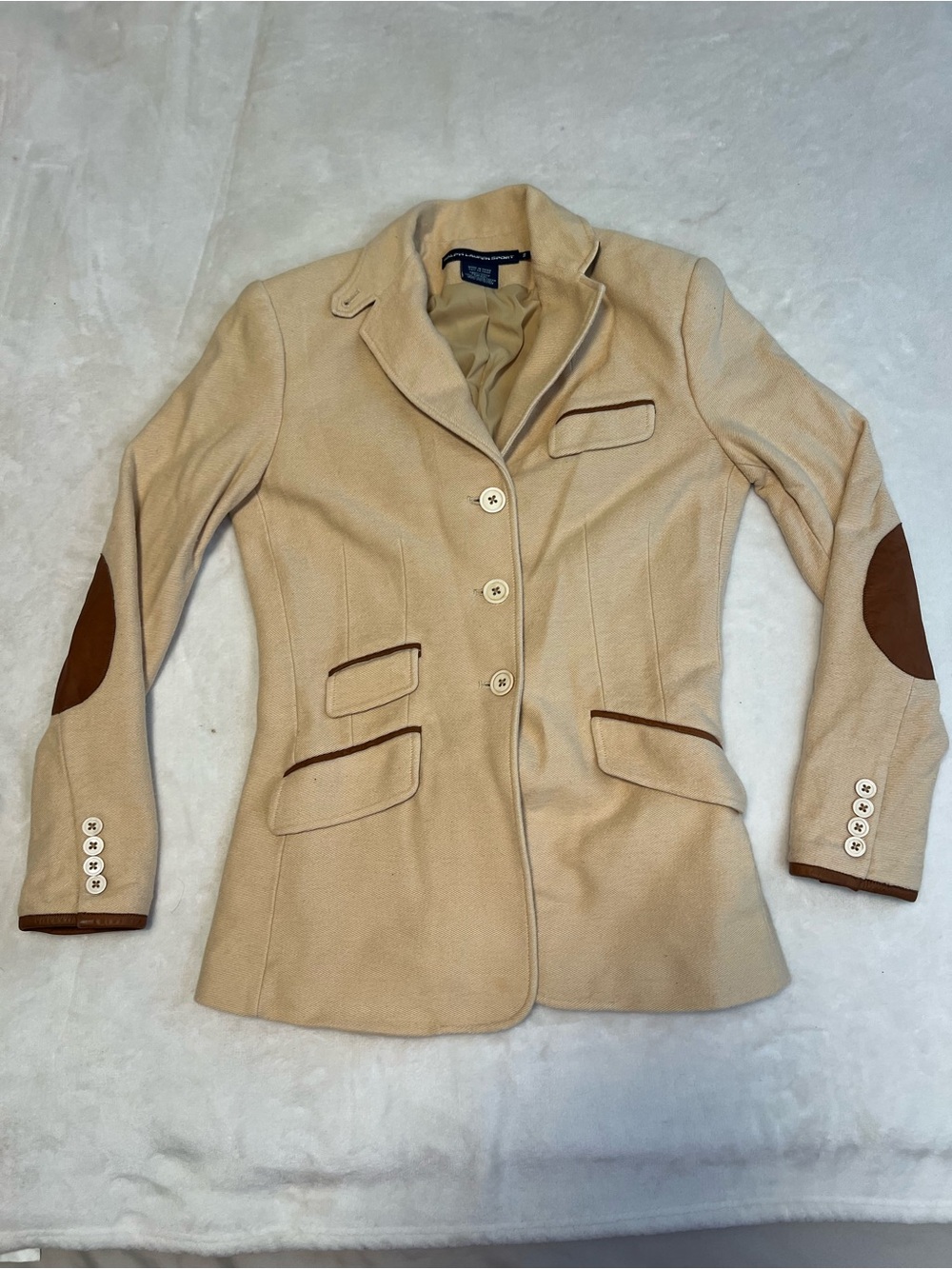 Ralph Lauren Sport Womens Sports Coat Career Wear Elbow Patch Blazer Brown Sz 2